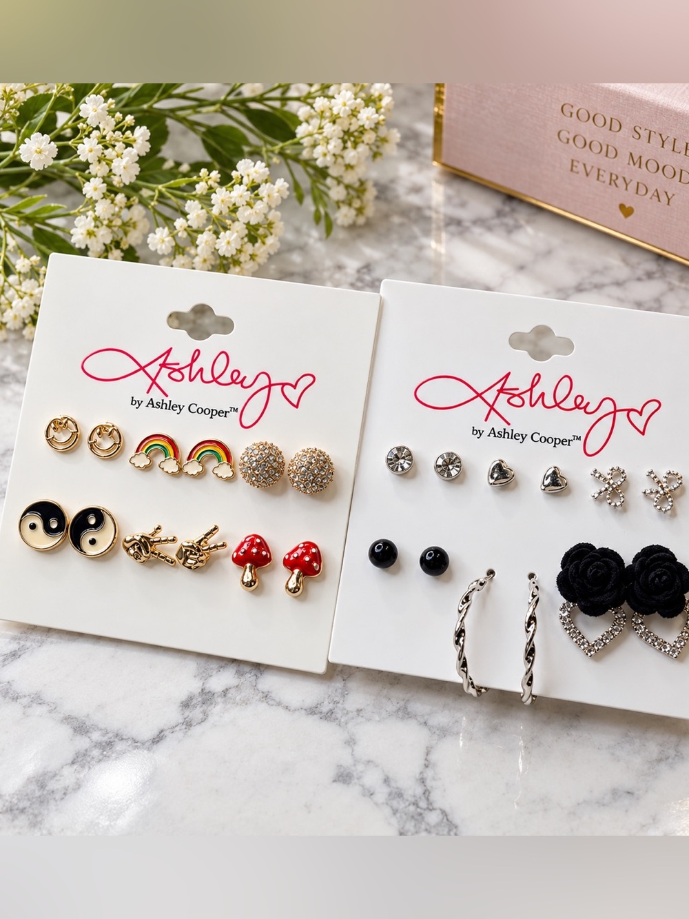 Ashley by Ashley Cooper 12-Pair Earring Set NWT Never Used Studs Hoops
